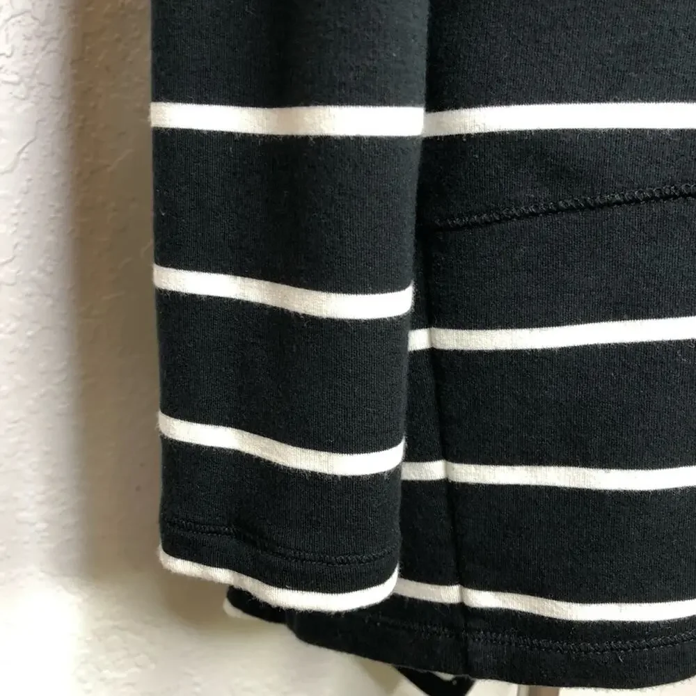 Lauren Ralph Lauren black white striped long open front cardigan size Medium